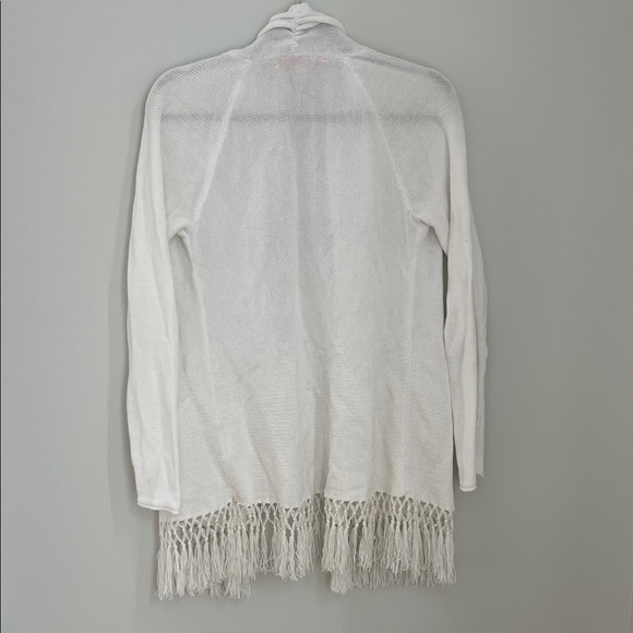 Lilly Pulitzer Tatum Fringe Long Resort White Cardigan Size S - Picture 9 of 13